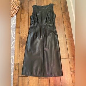 Harrods Black Faux Leather Midi Dress